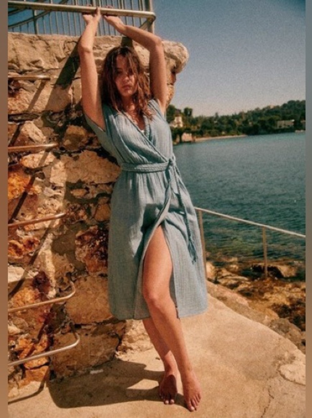 SEZANE PAMELA DRESS CHAMBRAY BLUE SIZE 36 US 4